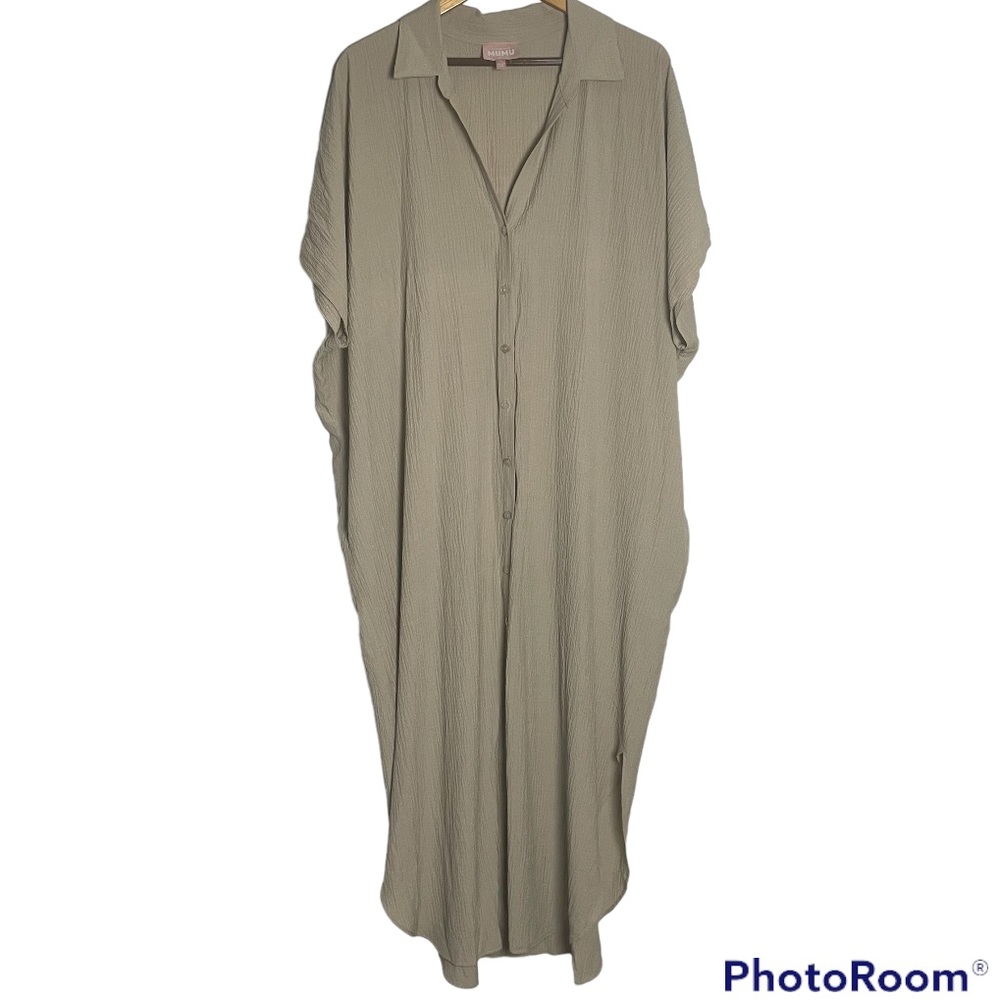 Show Me Your MuMu Buoy Button Down Dress In Neutral XL